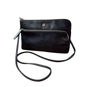 Travanti Leather Double Zip Crossbody Handbag